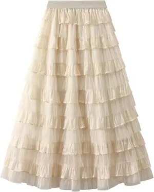 Women's Summer Elastic Waist High Waist Beach Outfits A-Line Tiered Maxi Skirt Bohemian Print Casual Long Skirt