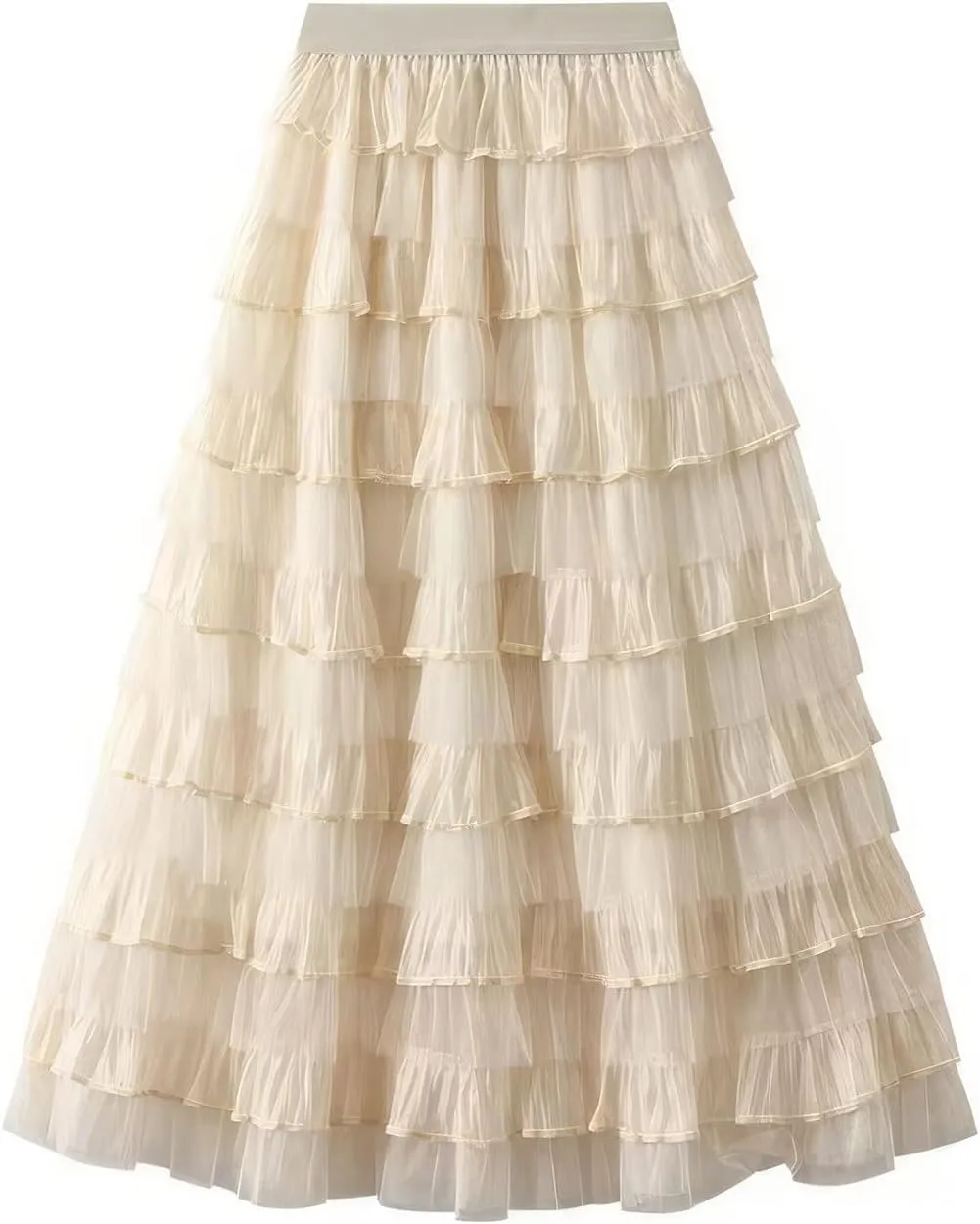 Women's Summer Elastic Waist High Waist Beach Outfits A-Line Tiered Maxi Skirt Bohemian Print Casual Long Skirt