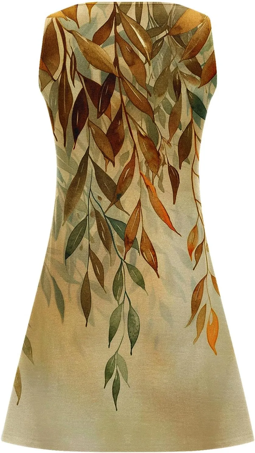 Womens Summer Tank Dress 2025 Casual Button Down V Neck Sleeveless Beach Boho Dresses A-Line Flowy Sundress