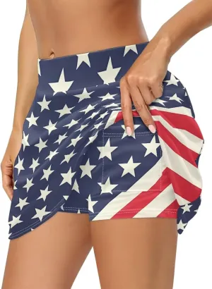 Womens Summer Tennis Skirts with Pocket Inner Shorts Athletic Skort High Waisted Golf Skirt for Pickleball Running