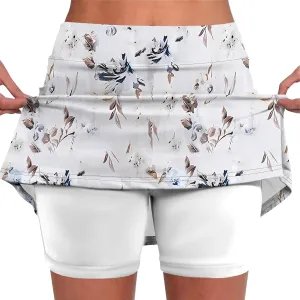 Women's Tennis Golf Skirts Floral Printed High Waist Skorts with Pockets Athletic Sports Running Workout Inner Shorts