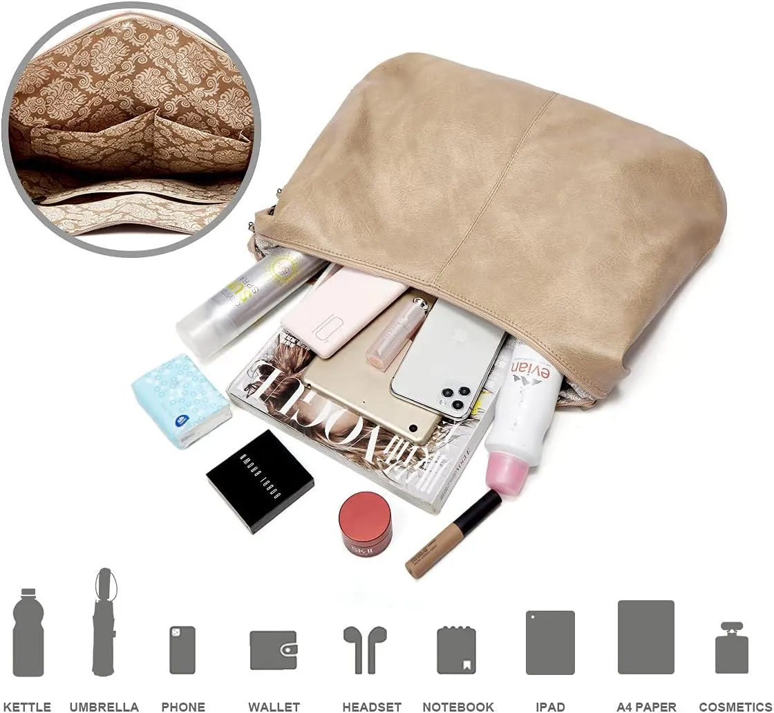 Women's Tote Bag Handbags and Purse PU Leather Shoulder Bag Ladies Hobo Bags Adjustable Large Bag with Crossbody Strap