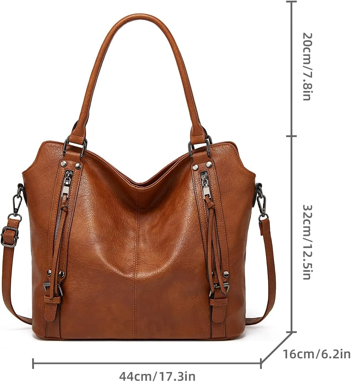 Women's Tote Bag Handbags and Purse PU Leather Shoulder Bag Ladies Hobo Bags Adjustable Large Bag with Crossbody Strap