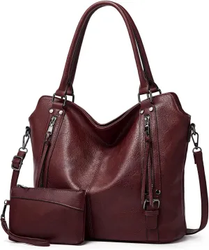 Women's Tote Bag Handbags and Purse PU Leather Shoulder Bag Ladies Hobo Bags Adjustable Large Bag with Crossbody Strap