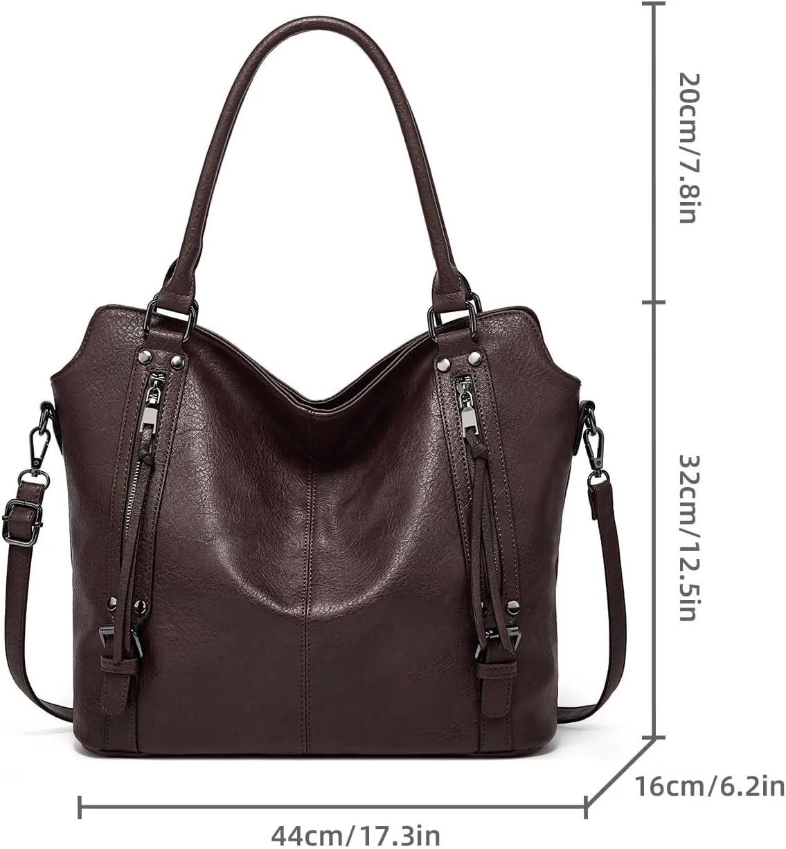 Women's Tote Bag Handbags and Purse PU Leather Shoulder Bag Ladies Hobo Bags Adjustable Large Bag with Crossbody Strap