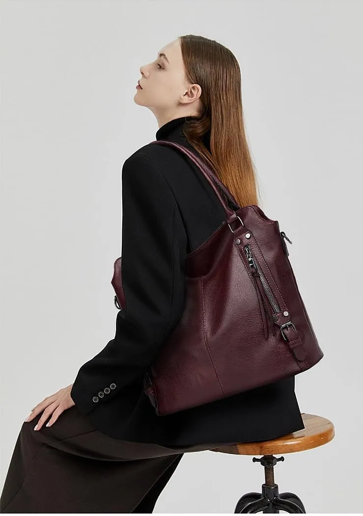 Women's Tote Bag Handbags and Purse PU Leather Shoulder Bag Ladies Hobo Bags Adjustable Large Bag with Crossbody Strap