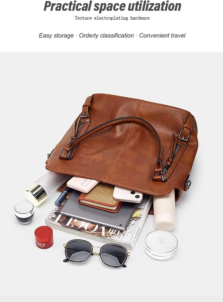 Women's Tote Bag Handbags and Purse PU Leather Shoulder Bag Ladies Hobo Bags Adjustable Large Bag with Crossbody Strap