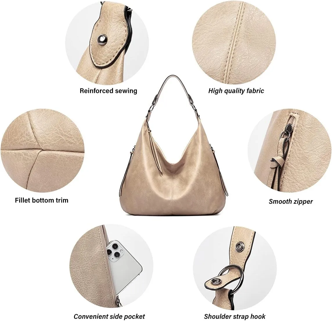 Women's Tote Bag Handbags and Purse PU Leather Shoulder Bag Ladies Hobo Bags Adjustable Large Bag with Crossbody Strap