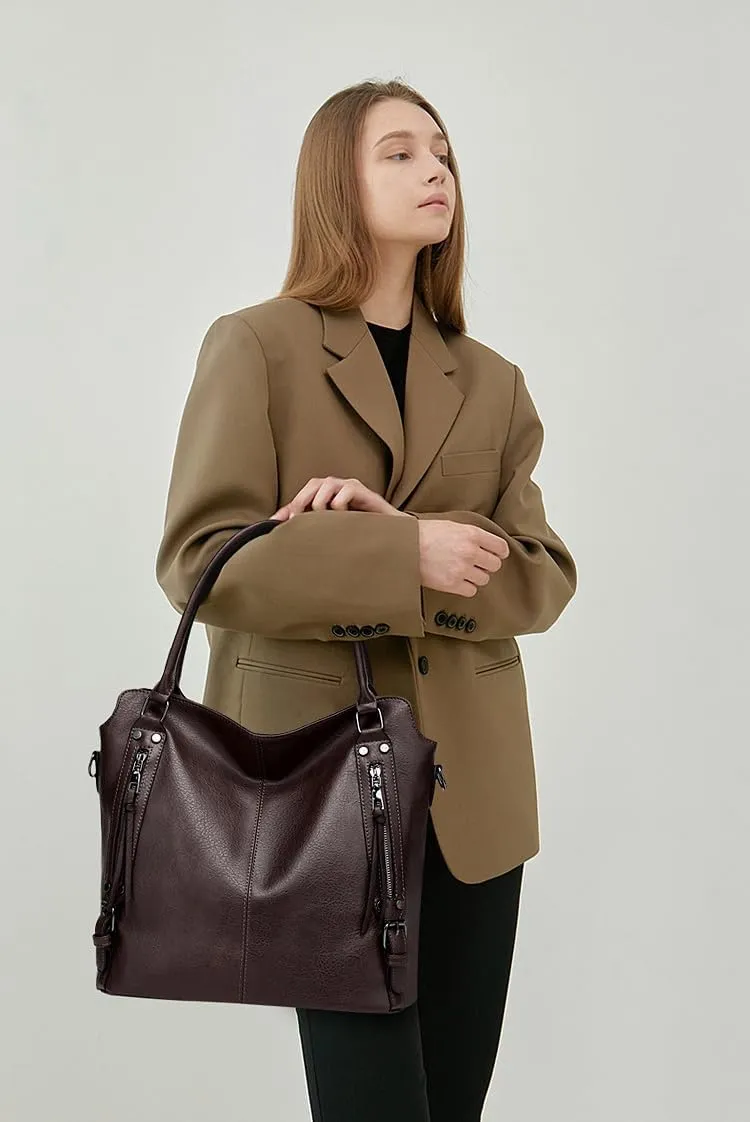 Women's Tote Bag Handbags and Purse PU Leather Shoulder Bag Ladies Hobo Bags Adjustable Large Bag with Crossbody Strap