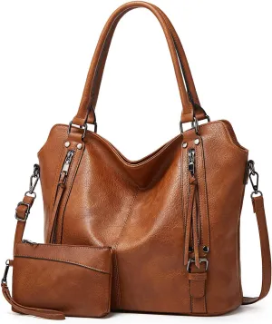 Women's Tote Bag Handbags and Purse PU Leather Shoulder Bag Ladies Hobo Bags Adjustable Large Bag with Crossbody Strap