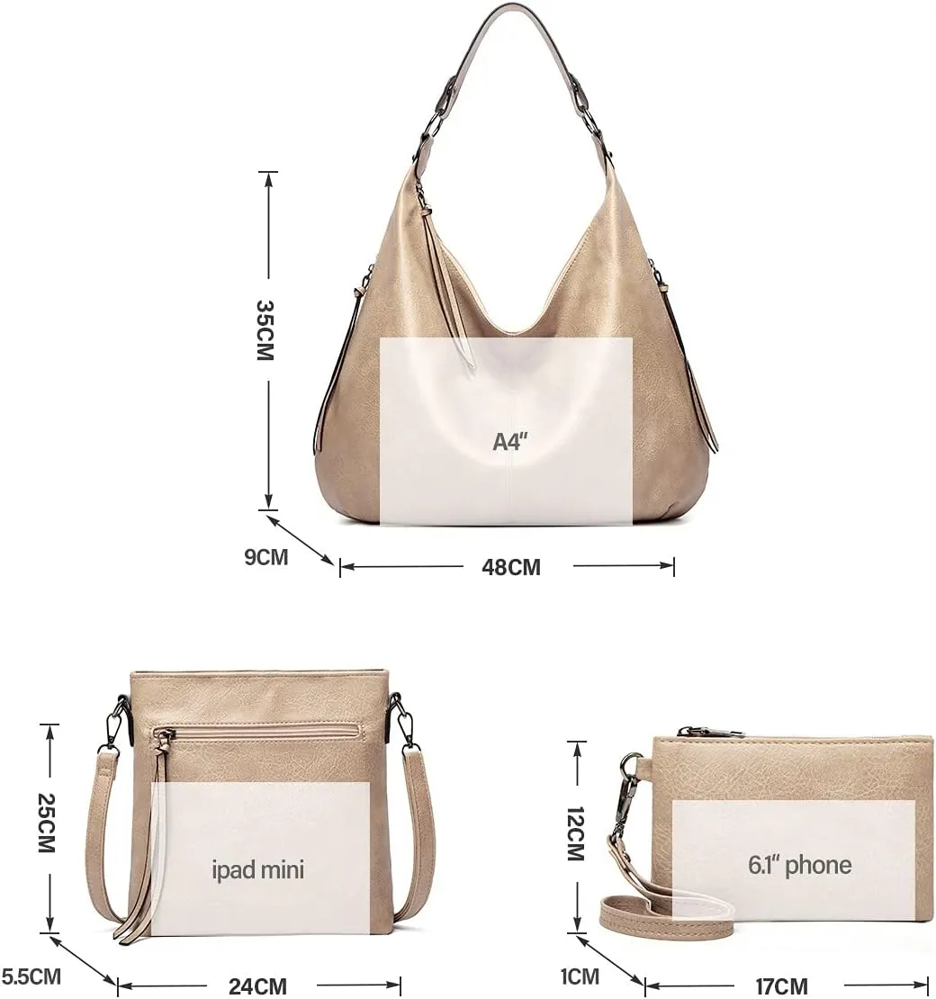 Women's Tote Bag Handbags and Purse PU Leather Shoulder Bag Ladies Hobo Bags Adjustable Large Bag with Crossbody Strap