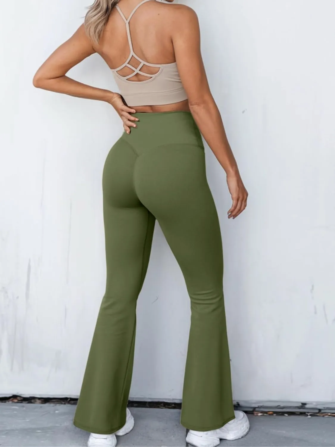 Womens Yoga Pants Women High Waist Waist Athletic Flare Yoga Leggings with Side Pockets Bell Bottom