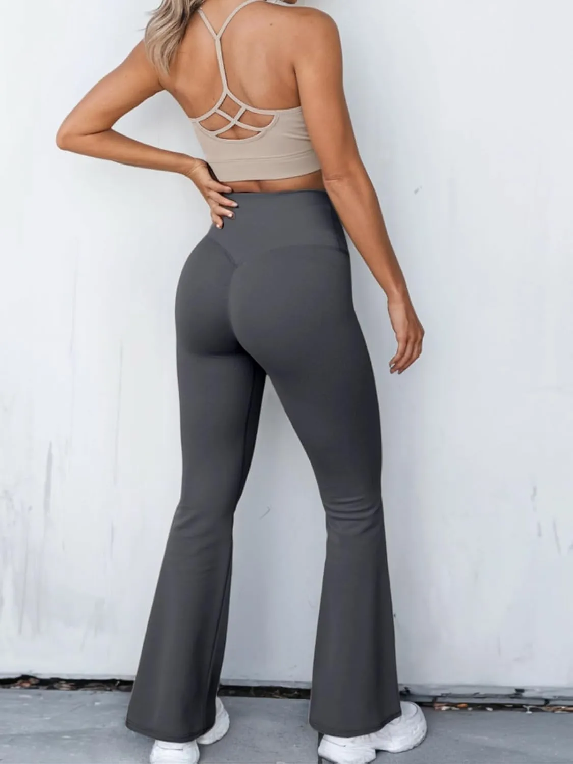 Womens Yoga Pants Women High Waist Waist Athletic Flare Yoga Leggings with Side Pockets Bell Bottom