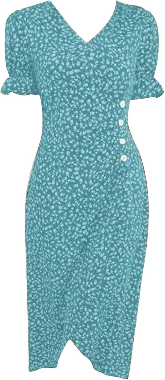 Wrap Dresses for Women 2025 Plus Size Floral Print Short Sleeve V Neck Midi Dress Summer Casual Elegant Sundresses