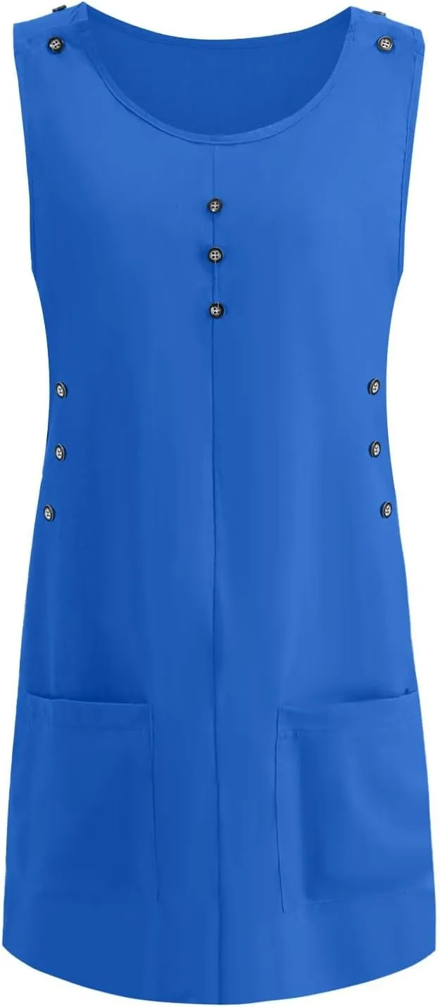 XOWRTE Summer Dress for Women Sleeveless Tank Dress with Pockets Casual Short A Line Dress Crewneck Sundress 2025
