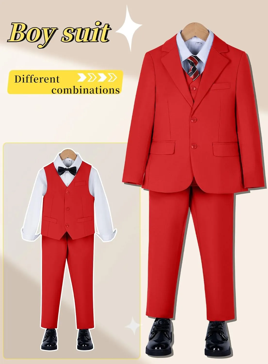 Yanlu Boy's Tuxedos Toddler Formal Suits Set Kids Blue Black Slim Fit Suit for Weddings