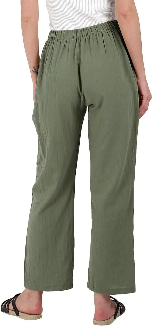 yoeasy Women Cotton Linen Drawstring Elastic Waist Straight Leg Pants Lightweight Trousers with Pocket
