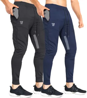 ZENWILL Mens Tapered Workout Running Pants,Gym Jogger Training Sweatpants Slim Fit with Zip Pockets