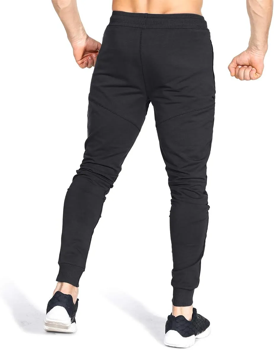 ZENWILL Mens Tapered Workout Running Pants,Gym Jogger Training Sweatpants Slim Fit with Zip Pockets