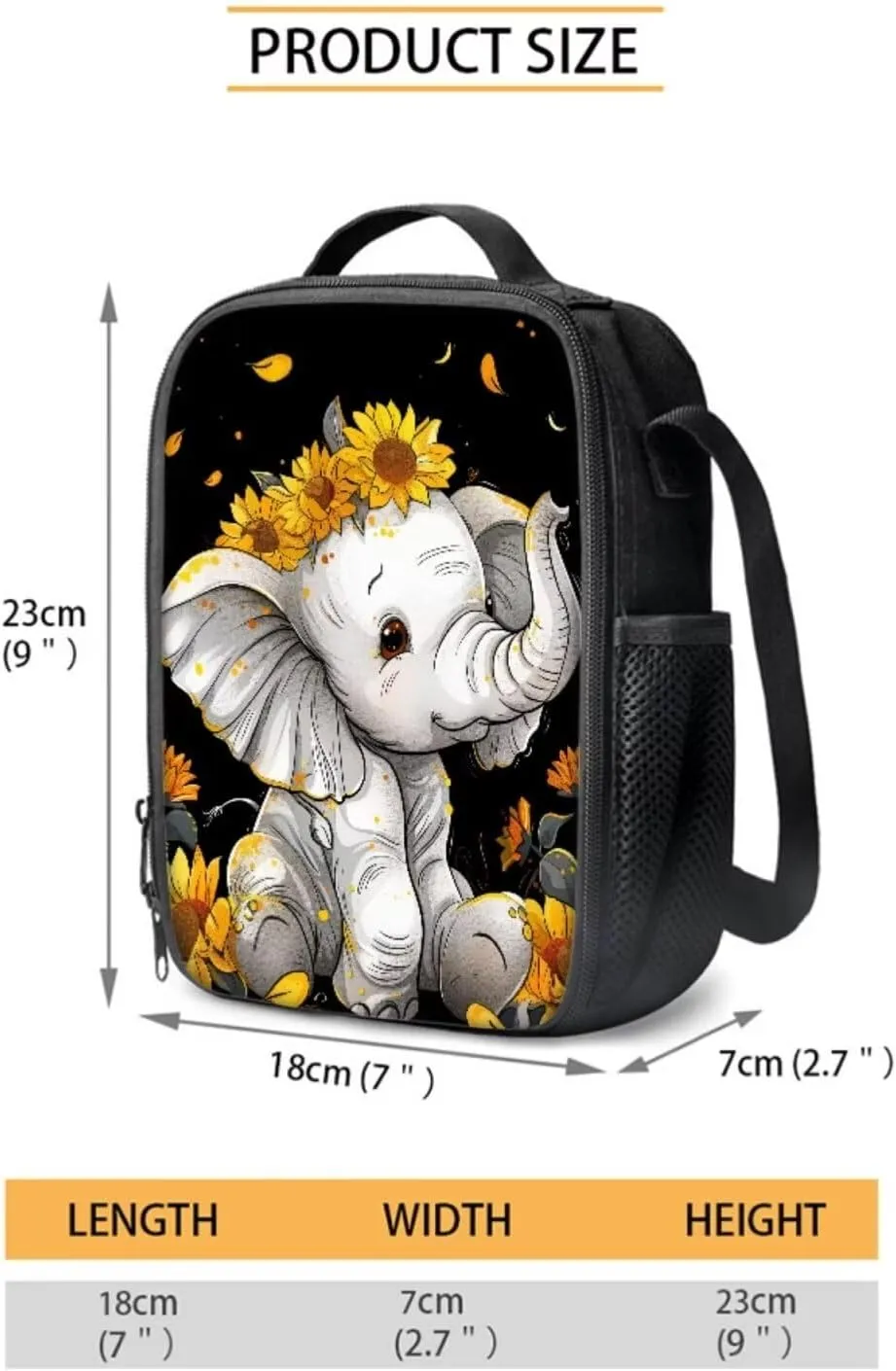 ZFRXIGN Sunflower Elephant Backpack for Girls Teens Bookbag School Bag Lunch Box Pencil Holder for Kids Boys Girls Back To School 3 Pieces School Backpack Bookbag