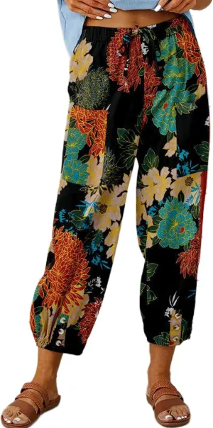 Zontroldy Linen Capri Pants for Women High Waisted Wide Leg Yoga Capris Crop Pants Sweatpants with Pockets